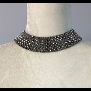 Oxidized Geometrical Rhinestone Design Necklace